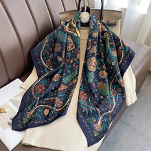 Load image into Gallery viewer, 90x90cm Square Silk-Feel Scarf – Luxury Women’s Shawl &amp; Head Wrap
