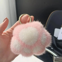 Load image into Gallery viewer, Cat Paw Plush Keychain – Cute Fluffy Faux Fur Pendant for Bags &amp; Keys
