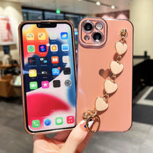 Load image into Gallery viewer, Luxury Love Heart Elegant Sparkle Case With Chain Bracelet Strap Soft Protective Bumper Cover Compatible with iPhone  Bracelet soft case for iPhone 12 Pro Max 11 pro max X XS XR 7 8 Plus Stylish Phone Cover
