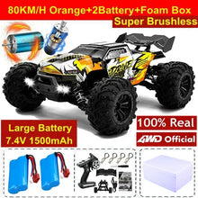 Load image into Gallery viewer, 4WD RC Off-Road Car - 1:16 High-Speed Brushless Truck, 50-80KM/H, 4x4 Drift Racing Toy for Kids &amp; Adults
