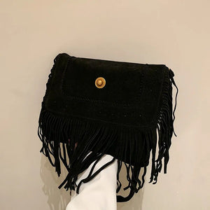 Frosted PU Leather Hollow Bohemian Bag Bags Women's Handbags Purse Vintage Fringe Tassel Women Shoulder Crossbody Messenger Bag