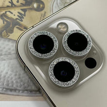Load image into Gallery viewer, Bling Diamond Camera Lens Protector For iPhone 14 13 12 11 Pro Max Metal Ring Lens Glass Glitter Protective Cap iPhone 13 mini Camera Lens Protector Sparkle Diamond Ring Metal Alloy HD Glass for iPhone
