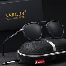 Load image into Gallery viewer, BARCUR Sunglasses Men’s Polygon Fashionable Frame – Polarized UV400 Protection for Summer Driving Outdoor and Casual Wear – Stylish Comfortable Thickened Striped Design with TAC Lenses
