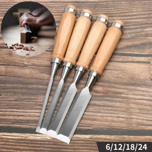 Load image into Gallery viewer, 4Pcs Wood Carving Chisels Set Professional for Woodworking - 8/12/16/20mm Comfortable Beech Handle Wood Chisel with Wood Handles
