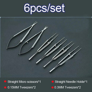 New Microsurgical instruments 12.5cm scissors+Needle holders +tweezers stainless steel surgical tool