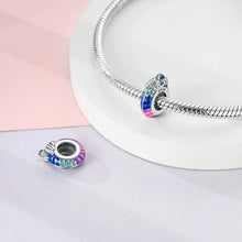 Load image into Gallery viewer, 100% 925 Sterling Silver Rainbow Zircon Butterfly Dragon Silicone Stopper Charms - Colorful Beads for DIY Bracelets, Customizable Jewelry for All Occasions
