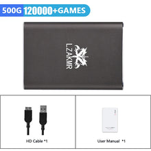Load image into Gallery viewer, LZAKMR NEW Portable Game Hard Drive Disk 500G 120000+ Games Batocera 33 System Plug and Play For PS1/PSP/SS/DC/MAME/ARCADE/NAOMI
