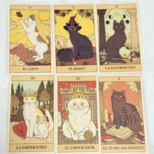 Load image into Gallery viewer, El Tarot de los Gatos – 78-Card Spanish Divination &amp; Board Game Deck
