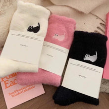 Load image into Gallery viewer, 3Pairs Premium Feel Cute Cat Cozy Hairy Mink Velvet Socks Autumn Winter Hosiery Thickened Plush Warm Sleep Home Fluffy Socks
