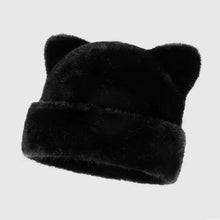 Load image into Gallery viewer, Leopard print plush teddy bear hat for women, sweet and cute, thick and warm, retro and versatile, hooded beanie.
