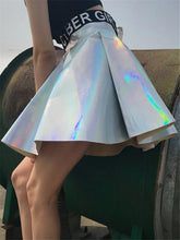 Load image into Gallery viewer, Jo&#39;s Magia Box Y2k Holographic Pleated Sexy Women Mini Skirts PU Rainbow Laser Harajuku Party Club High-waisted Women&#39;s Skirts
