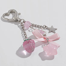 Load image into Gallery viewer, Y2K Fashion Flower Star Love Bow Strawberry Pendant Acrylic Keychain Student Women's Bag Backpack Pants Chain Accessories
