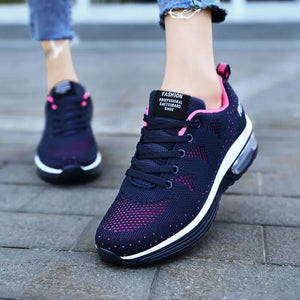 Women Running Shoes Fashion Casual Sneakers Mesh Lace Up Thickening Extra High Shoes Comfortable Breathable Zapatillas Mujer