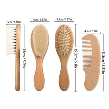 Load image into Gallery viewer, Baby Hair Brush and Comb for Newborns Super Soft Wool Brush with Wooden Handle Natural Bristles Hairbrush Infant Head Massager
