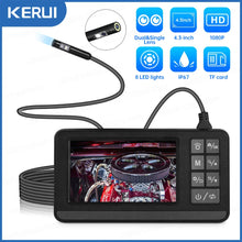 Load image into Gallery viewer, KERUI Dual&amp;Single Lens Endoscope Camera with 1080P 4.3&quot; IPS Screen IP67 Waterproof Car Pipe Inspection Borescope 2600mAh
