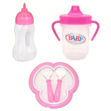 Load image into Gallery viewer, Baby Doll Feeding Bottle Set Baby Care Toy Stroller 2pcs Milk And Juice Bottles With Toy Pacifier Baby Doll Accessories
