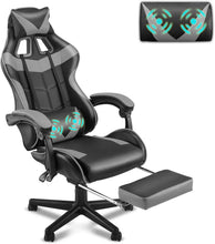 Load image into Gallery viewer, Light Blue Gaming Chair with Footrest,Lovely Cute Bunny Computer Gamer Chair,Kawaii Desk Chair
