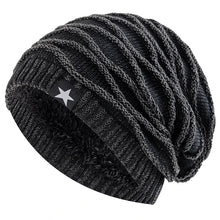 Load image into Gallery viewer, New Unisex Slouchy Winter Hats Add Fur Lined Men And Women Warm Beanie Cap Casual Five-pointed Star Decor Winter Knitted Hats
