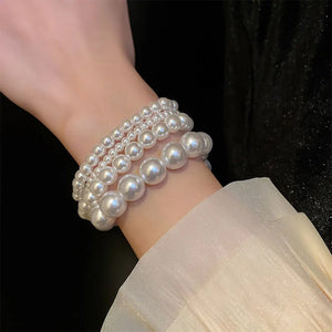 French Retro Simple Pearl Elastic Bracelet Fashion Everyday Versatile Temperament Women's Handwear