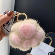 Load image into Gallery viewer, Cat Paw Plush Keychain – Cute Fluffy Faux Fur Pendant for Bags &amp; Keys
