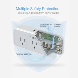 TESSAN Multi Outlet Splitter with 8 AC Outlets & 3 USB (1 USB C) Surge Protector Multi Outlet Extender for Home Office Dorm