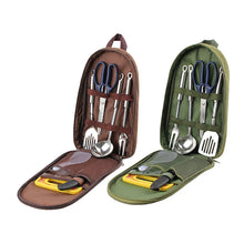 Load image into Gallery viewer, 7pcs Camping Kitchen Utensil Set with Carrying Bag BBQ Beach Hiking Travel Organizer Storage Pack Cook Gadgets Equipment Gear
