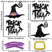 Load image into Gallery viewer, Halloween Door &amp; Window Stickers - Skeleton Hands, Pumpkins, Ghosts, and Witch Hat Decor
