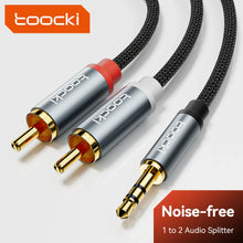 Load image into Gallery viewer, Toocki Jack 3.5 to 2 RCA Aux Cable 3.5mm Jack to 2RCA Male Splitter Audio Wire for TV PC Amplifier Home Theater DVD Speaker Cord
