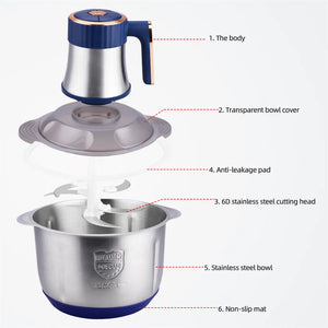 Electric Meat Grinders 5L Food Crusher 6S Stainless Steel Multifunctional Vegetable Slicer Processor Chopper Kitchen Appliances