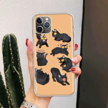 Load image into Gallery viewer, Black Cat Cartoon Cute For Iphone 11 13 14 Pro Max 12 Mini Phone Case X Xs Xr 6 6s 8 7 Plus Se 5 5s Cover Cute Funny Aesthetic Cat Design Pattern Silicone Soft Phone Case
