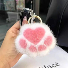 Load image into Gallery viewer, Cat Paw Plush Keychain – Cute Fluffy Faux Fur Pendant for Bags &amp; Keys
