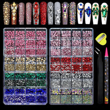 Load image into Gallery viewer, 12 Grid Diamond Jewelry Set for Nail Art - Luxe Rhinestone Decorations
