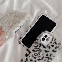 Load image into Gallery viewer, Fashion Fluffy Plush Leopard Camera Protection Phone Case For iphone 13 11 12 Pro MAX X XS XR Winter Warm Girl  Soft and Comfortable Case Unique Design Soft Cover

