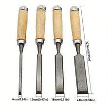 Load image into Gallery viewer, 4Pcs Wood Carving Chisels Set Professional for Woodworking - 8/12/16/20mm Comfortable Beech Handle Wood Chisel with Wood Handles
