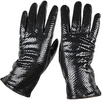 Load image into Gallery viewer, New Snake Print Leather Sheepskin Gloves Women&#39;s Fashion High Gloss Velvet Lining Autumn and Winter Warm Driving Gloves

