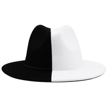Load image into Gallery viewer, Black White Modern Unisex Fedora Hat Women Unisex Wide Brim Party Cowboy Cap Men Gentleman Wedding Hat Two Colors Fedora Hat Solid Color Wide Brim Winter Autumn Hat
