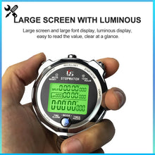 Load image into Gallery viewer, Professional Digital Stopwatch 0.001s Precision Luminous Countdown Timer 100/200 Channels Memory Referee Training Running Timer
