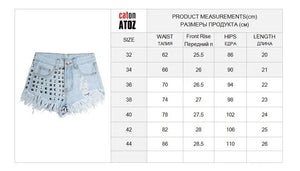 catonATOZ 1805 Women's Fashion Brand Vintage Tassel Rivet Ripped Loose High Waisted Short Jeans Punk Sexy Hot Woman Denim Shorts