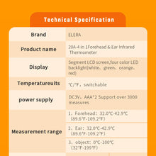 Load image into Gallery viewer, ELERA Infrared Digital Thermometer Forehead Ear Body Fever Termometre Multi-function Non-contact Temperature Measurement Device
