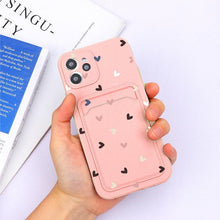 Load image into Gallery viewer, Soft Silicone Wallet Card Holder Phone Case For iPhone 11 mini Cases For iPhone 7 8 Cover Simple Silicone Protective Case For iPhone Girls Women Soft Slim Fit iPhone Case
