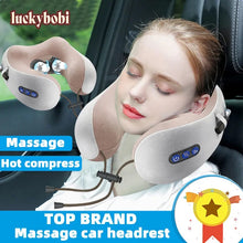 Load image into Gallery viewer, Car Neck Pillow Electric massage U Shaped Memory Foam Soft Slow Rebound Space Travel Pillow Solid Neck Cervical Healthcare (RPM Healthcare)
