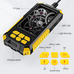 4.5 "IPS Screen Dual Lens Industrial Endoscope 2.0 MP Bore Scope Snake Camera IP68 Sewer Pipe Drain Inspection Camera with 8 LED