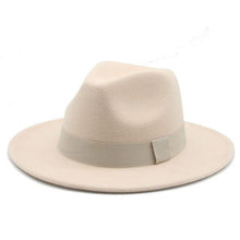 Load image into Gallery viewer, Fashionable Fedora Hats Women Wide Brim Dress Caps  Women's Fedora Hats Elegant Wide Brim Fedora Hat  Wedding Men Hat Warm Retro Style Belt 56-58cm
