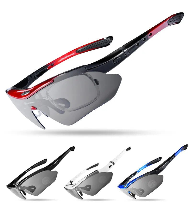 ROCKBROS Polarized Sports Men Sunglasses Road Cycling Glasses Mountain Bike  Bicycle Riding Protection Goggles Eyewear 5 Lens