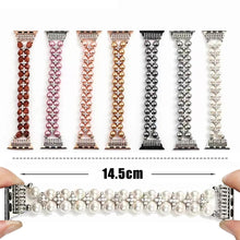 Load image into Gallery viewer, Pearl Strap for Apple Watch Band 8 Ultra 49mm Women Beaded Steel Jewelry Elastic Iwatch Series 7 6 SE 5 4 3 44mm 40mm 42 45 41mm
