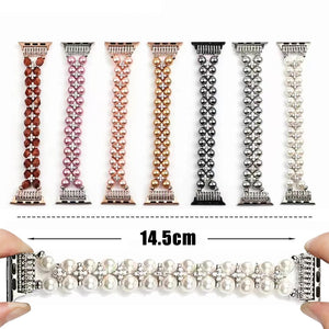 Pearl Strap for Apple Watch Band 8 Ultra 49mm Women Beaded Steel Jewelry Elastic Iwatch Series 7 6 SE 5 4 3 44mm 40mm 42 45 41mm