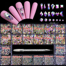 Load image into Gallery viewer, 21 Grid Nail Art Rhinestone Set - Multi-Style Flat Bottom Glass Diamonds
