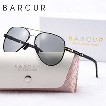 Load image into Gallery viewer, BARCUR Oversize Polarized Sunglasses for Women Trendy Double Beam Design Metal Elliptical Frame with UV400 Protection Fashionable Sun Glasses for Summer Outdoor &amp; Daily Wear
