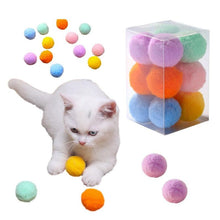 Load image into Gallery viewer, 12Pcs/lot Funny Cat Toys Stretch Plush Ball Toys for Cats Colorful Interactive Cat Pom Pom Kitten Toy Pet Supplies  Plush Balls for Training and Kitten Play
