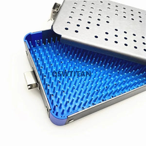 Aluminum Sterilization tray case Disinfection box Sterilization box with silicone pad dental eye surgical instrument